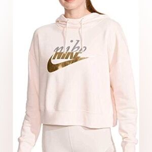 Nike Rally Cotton crop Hoodie Sz medium, light blush pink